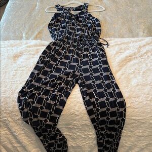 Stylish Navy and White Geometric Jumpsuit